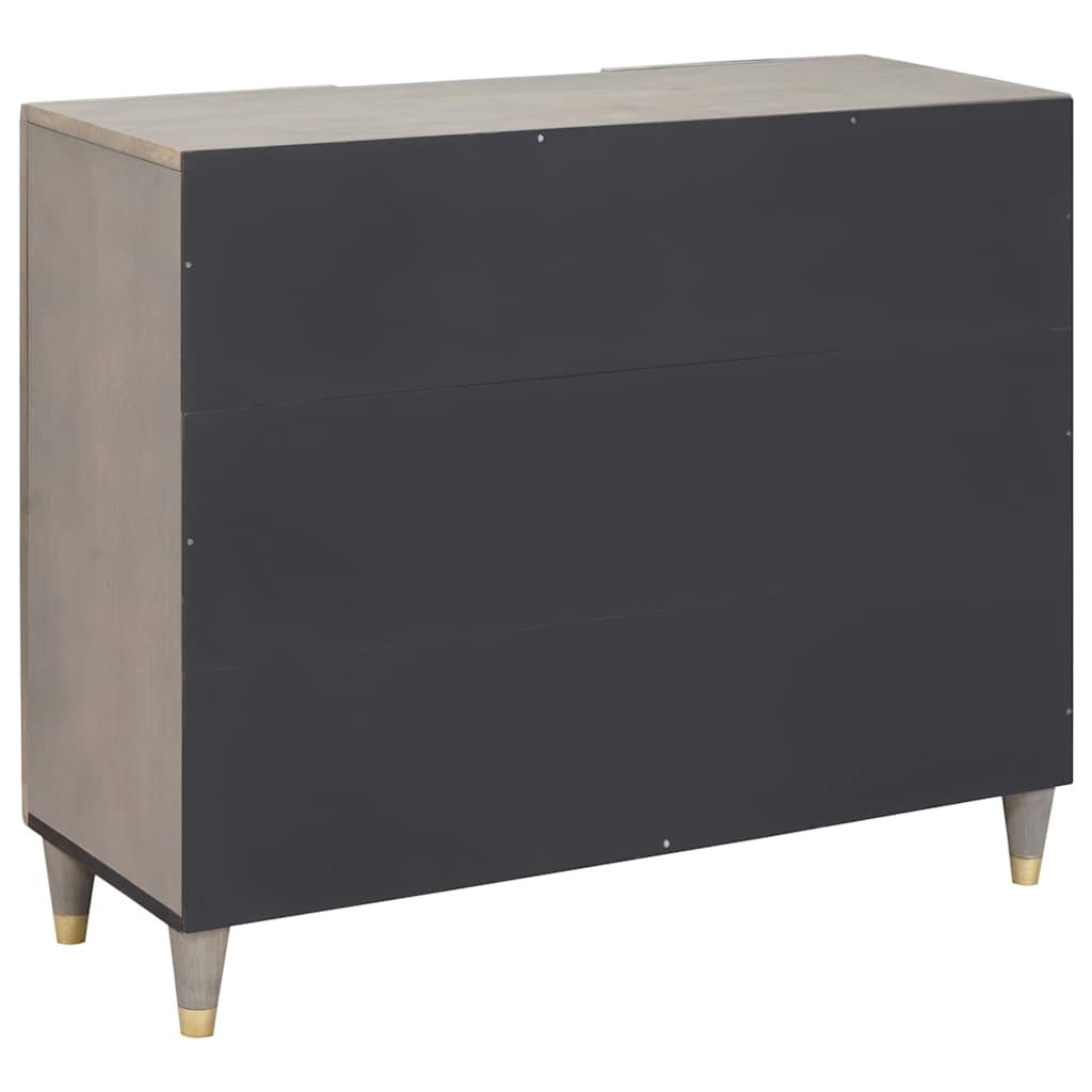 Sideboard Grey and Gold 90 x 33.5 x 75 cm Solid Mango wood