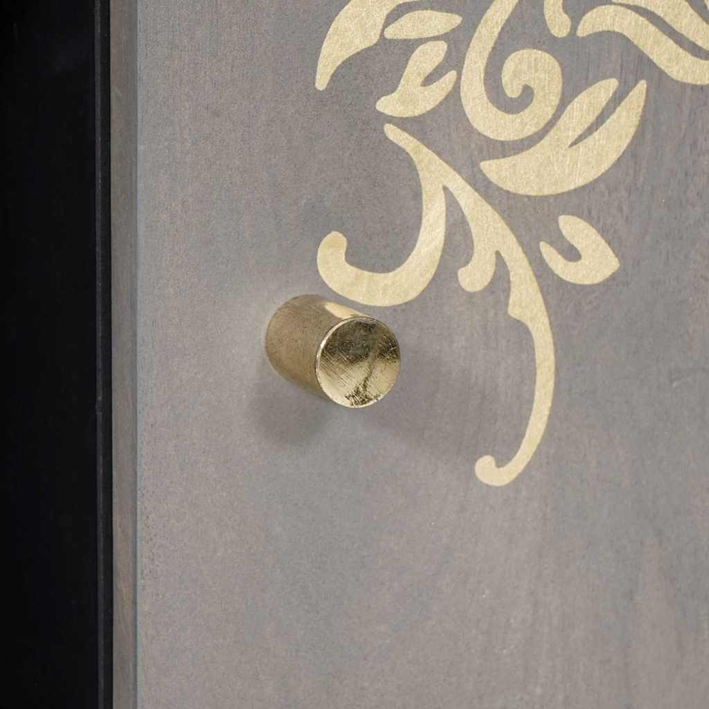 Sideboard Grey and Gold 90 x 33.5 x 75 cm Solid Mango wood