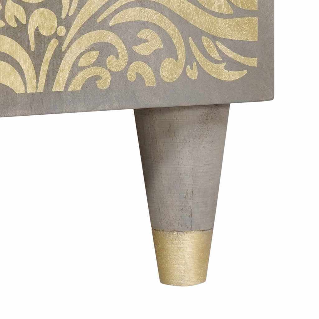 Sideboard Grey and Gold 90 x 33.5 x 75 cm Solid Mango wood