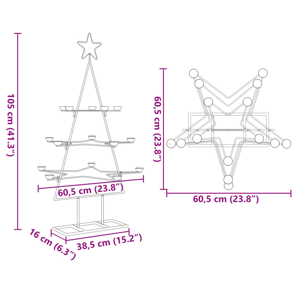 Metal Christmas Tree for Decoration Black 105 cm