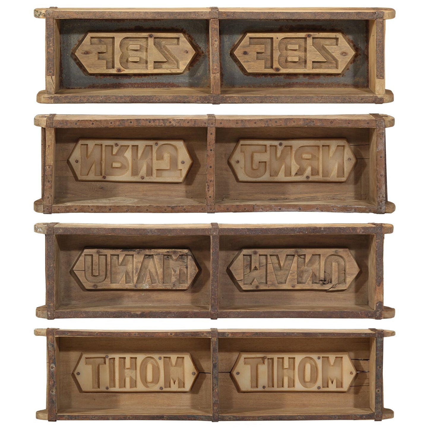 Tray with Storage 4 pcs Brown 60.5 x 15 x 9 cm