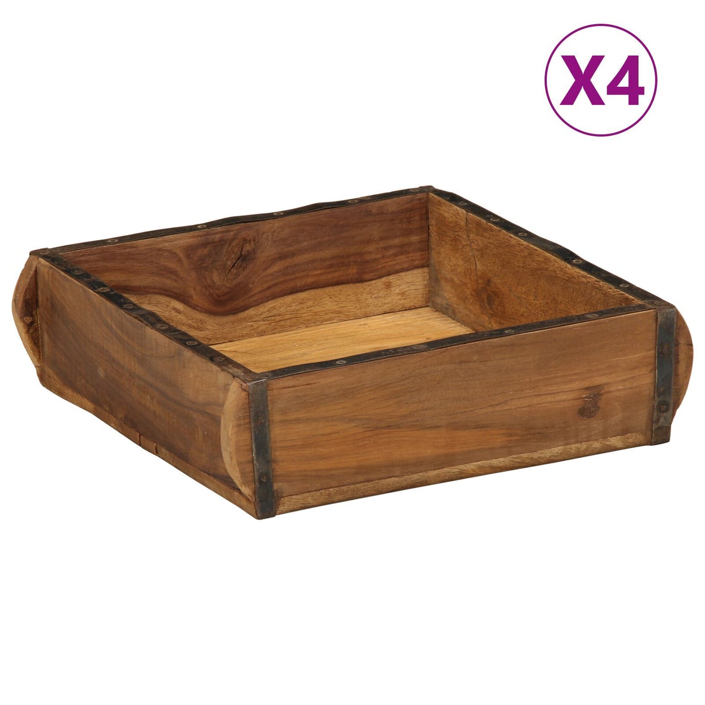 Tray with Storage 4 pcs Brown 31 x 29 x 10 cm