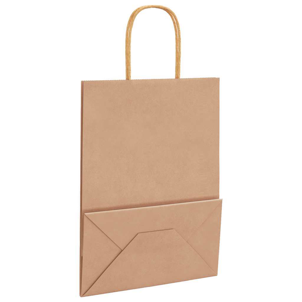 Paper Bags 50 pcs with Handles Brown 21x11x28 cm