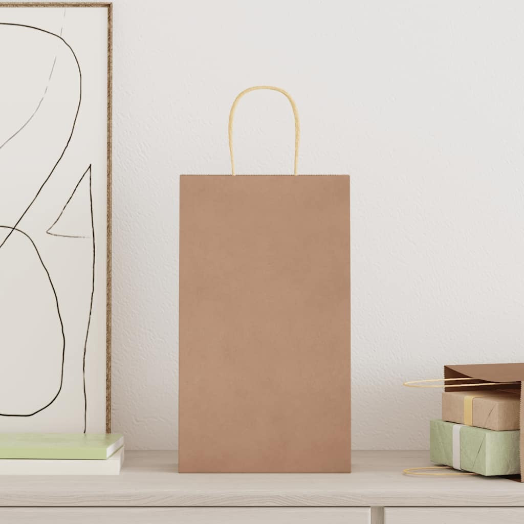 Paper Bags 50 pcs with Handles Brown 21x11x36 cm