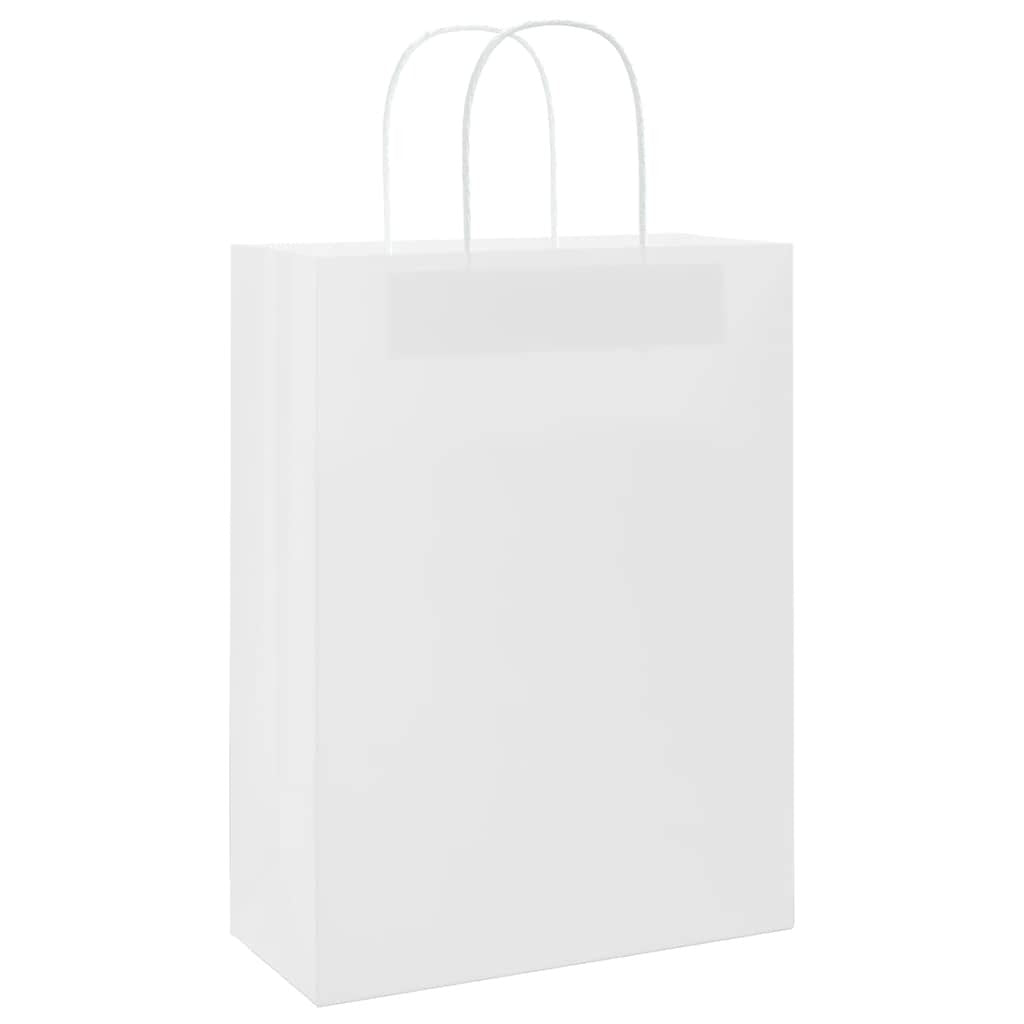 Paper Bags 50 pcs with Handles White 26x12x35 cm