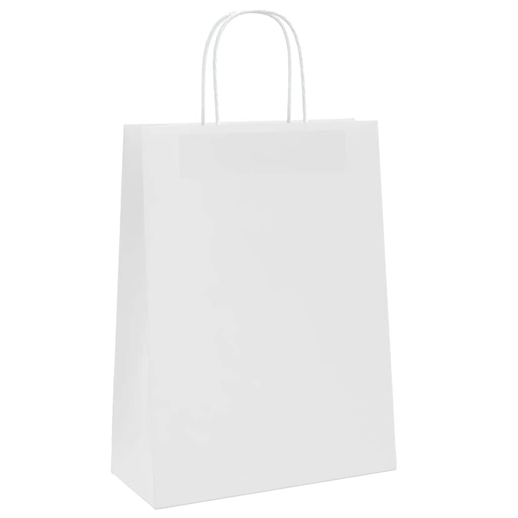 Paper Bags 50 pcs with Handles White 26x12x35 cm