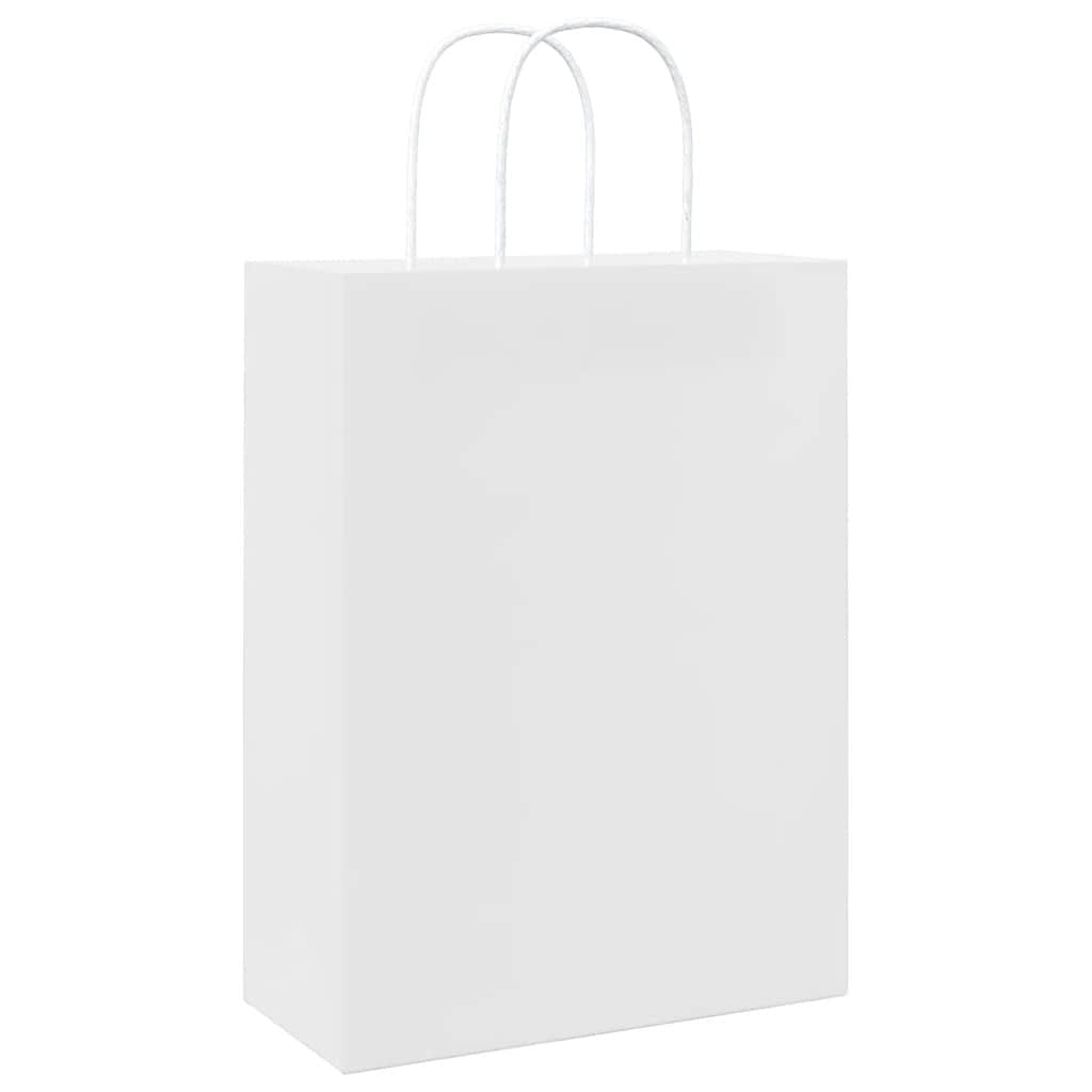 Paper Bags 50 pcs with Handles White 26x12x35 cm