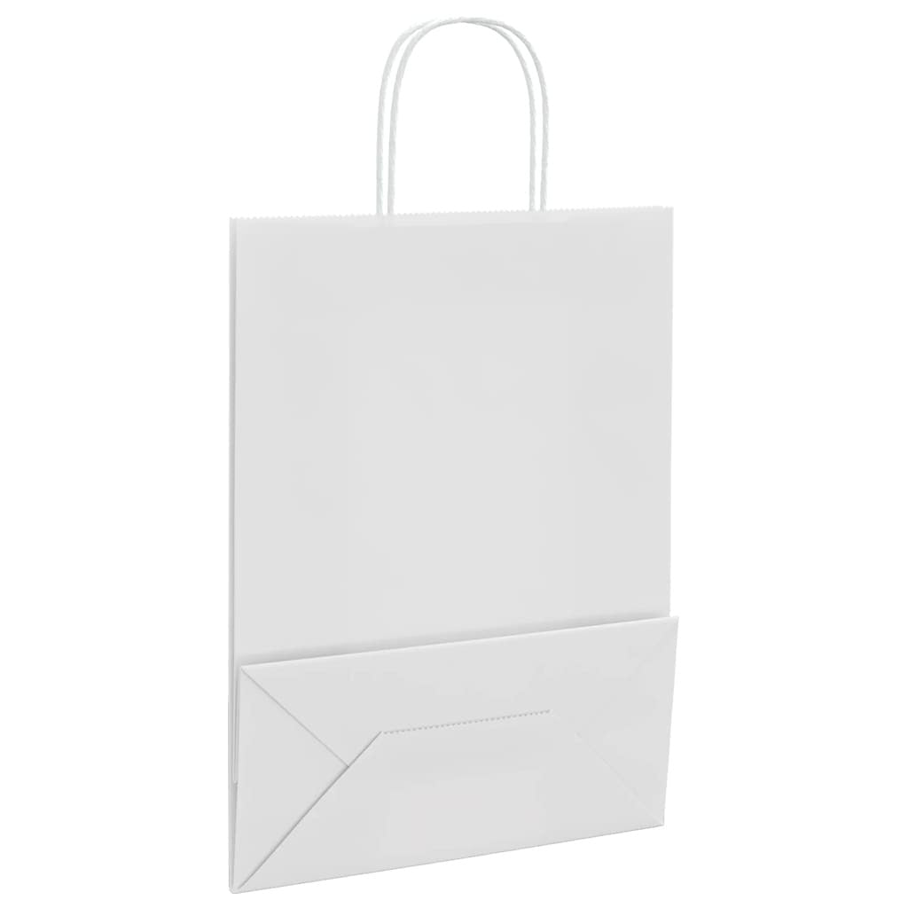 Paper Bags 50 pcs with Handles White 26x12x35 cm
