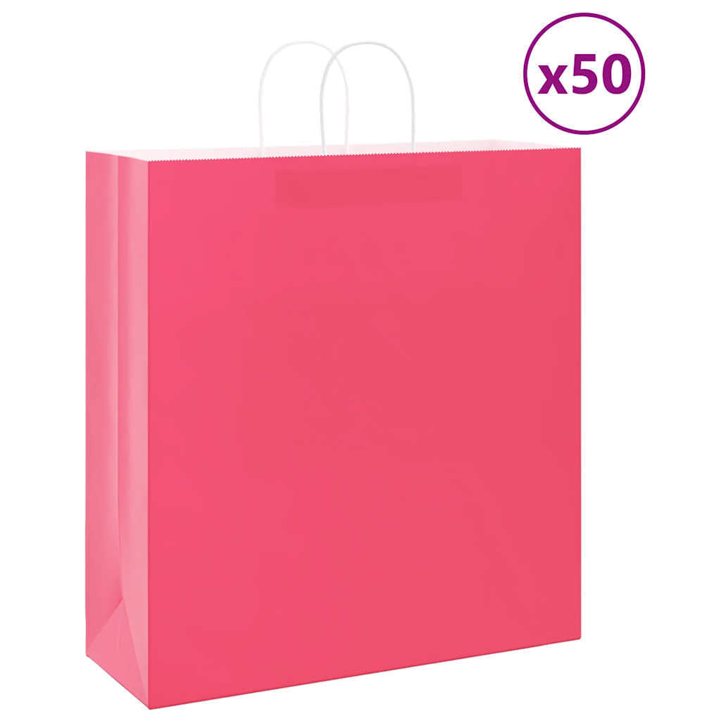 Paper Bags 50 pcs with Handles Pink 45x17x48 cm
