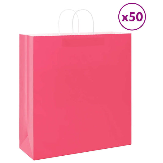 Paper Bags 50 pcs with Handles Pink 45x17x48 cm
