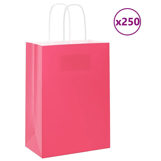 Paper Bags 250 pcs with Handles Pink 15x8x21 cm