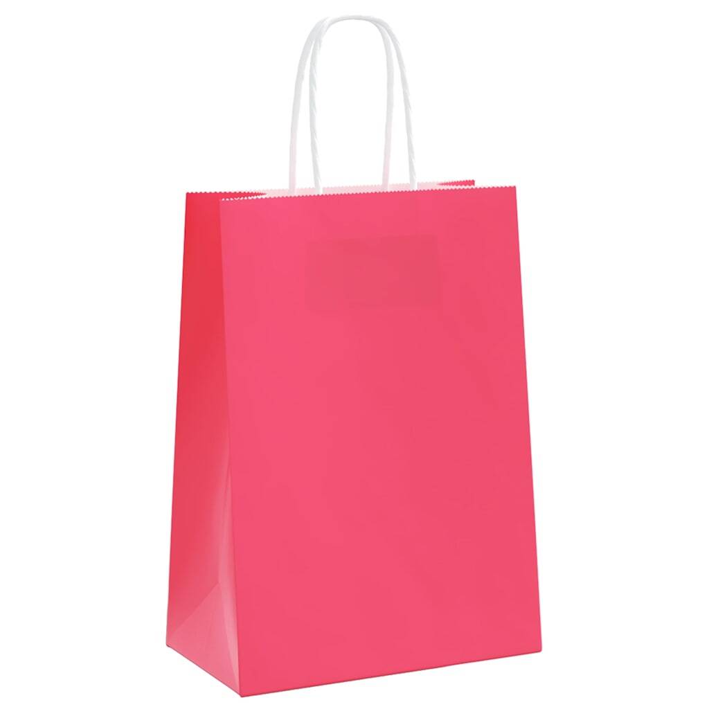 Paper Bags 250 pcs with Handles Pink 15x8x21 cm