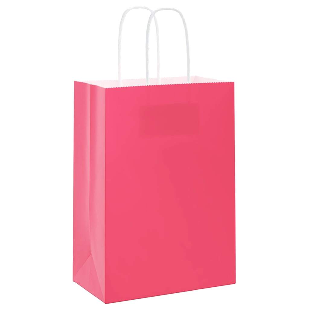 Paper Bags 250 pcs with Handles Pink 15x8x21 cm