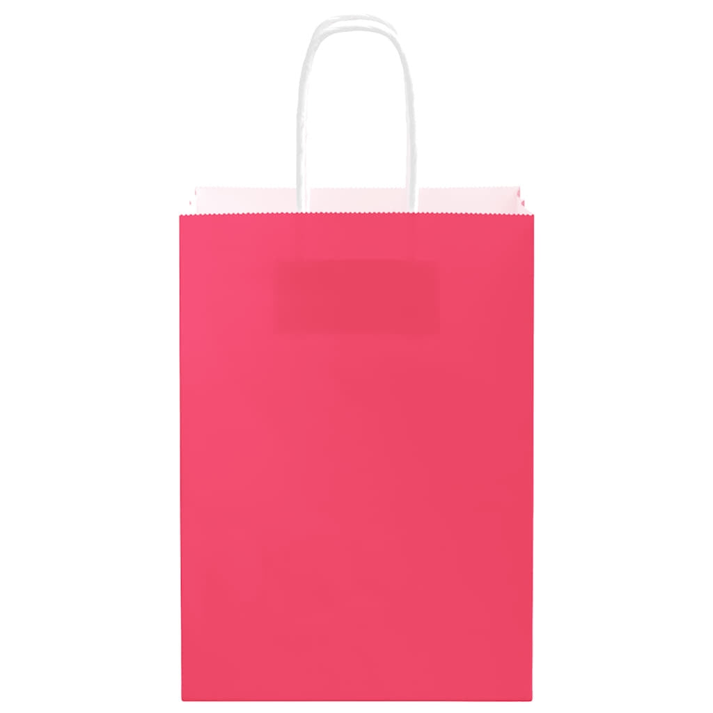 Paper Bags 250 pcs with Handles Pink 15x8x21 cm