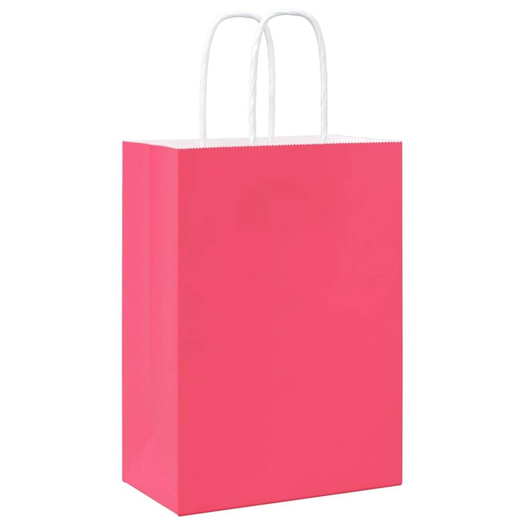 Paper Bags 250 pcs with Handles Pink 15x8x21 cm