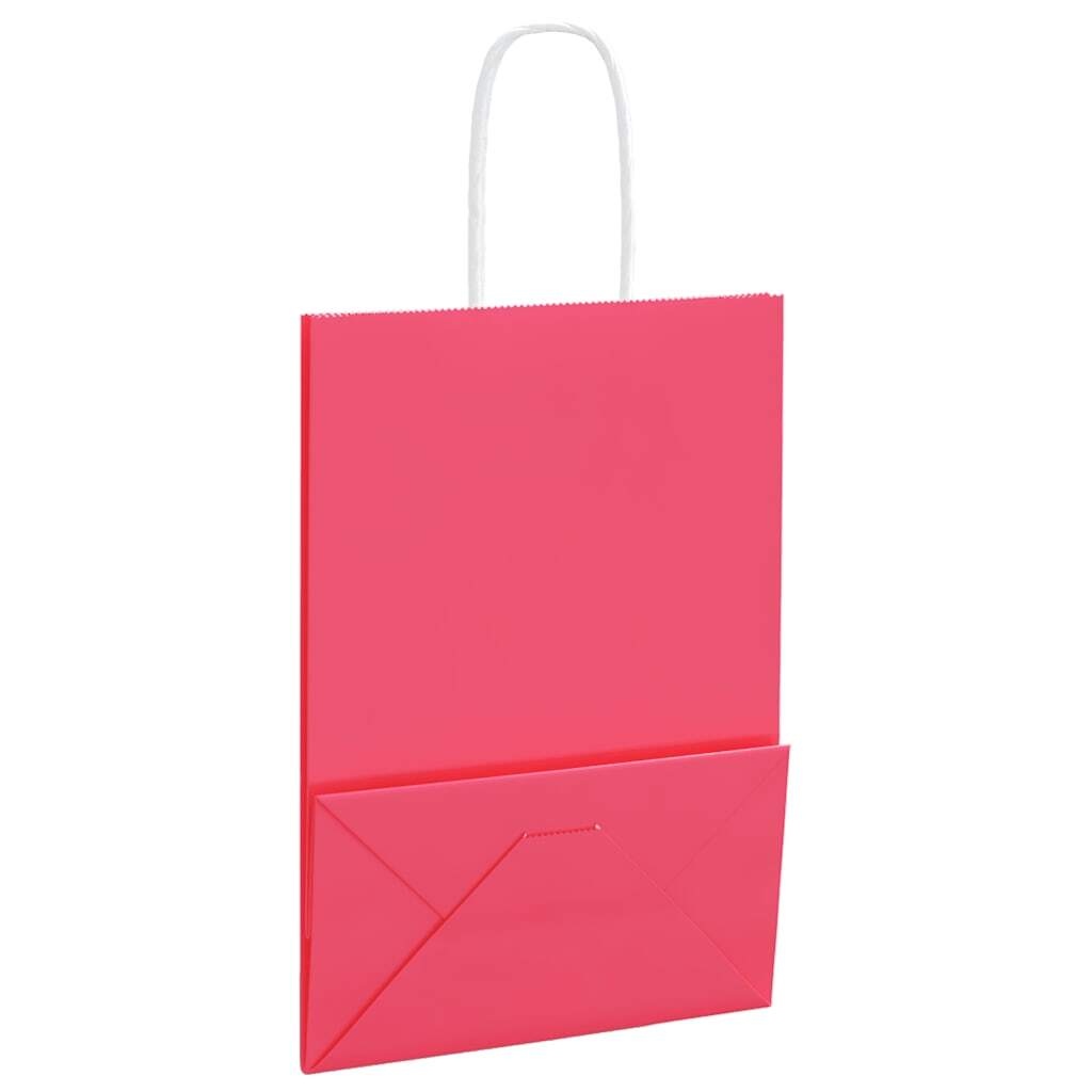 Paper Bags 250 pcs with Handles Pink 15x8x21 cm