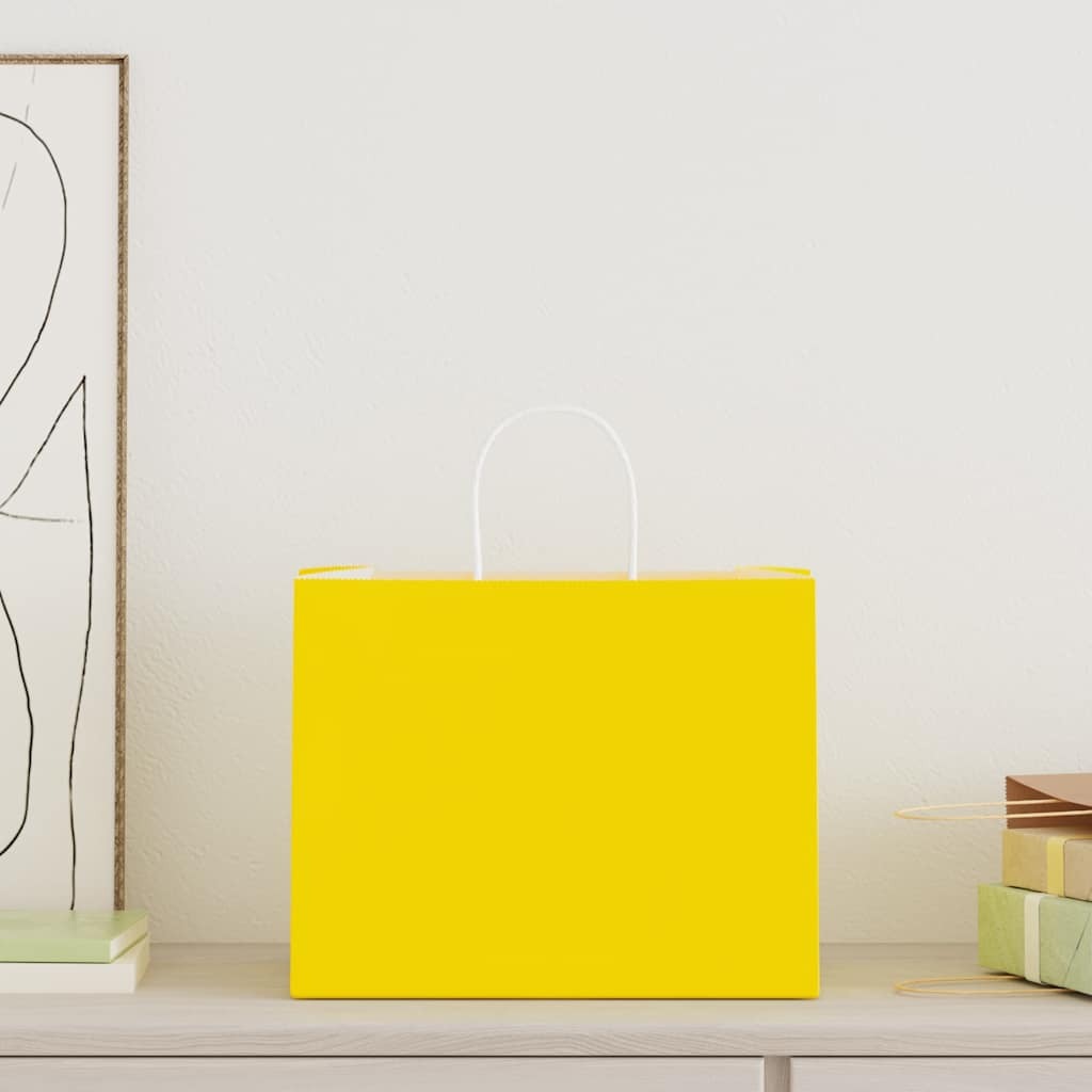 Paper Bags 50 pcs with Handles Yellow 32x22x24 cm