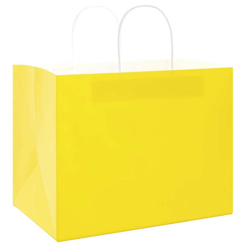 Paper Bags 50 pcs with Handles Yellow 32x22x24 cm
