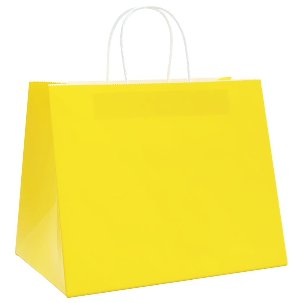 Paper Bags 50 pcs with Handles Yellow 32x22x24 cm
