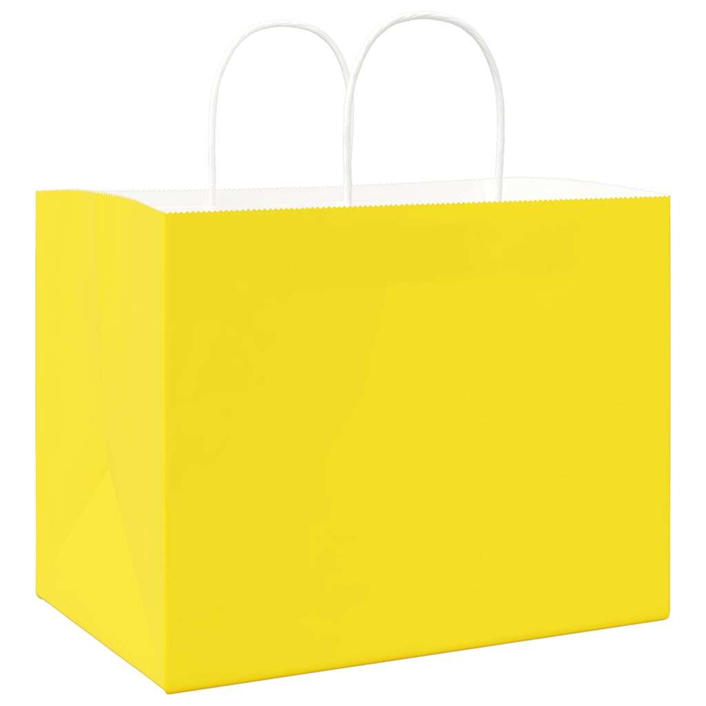 Paper Bags 50 pcs with Handles Yellow 32x22x24 cm