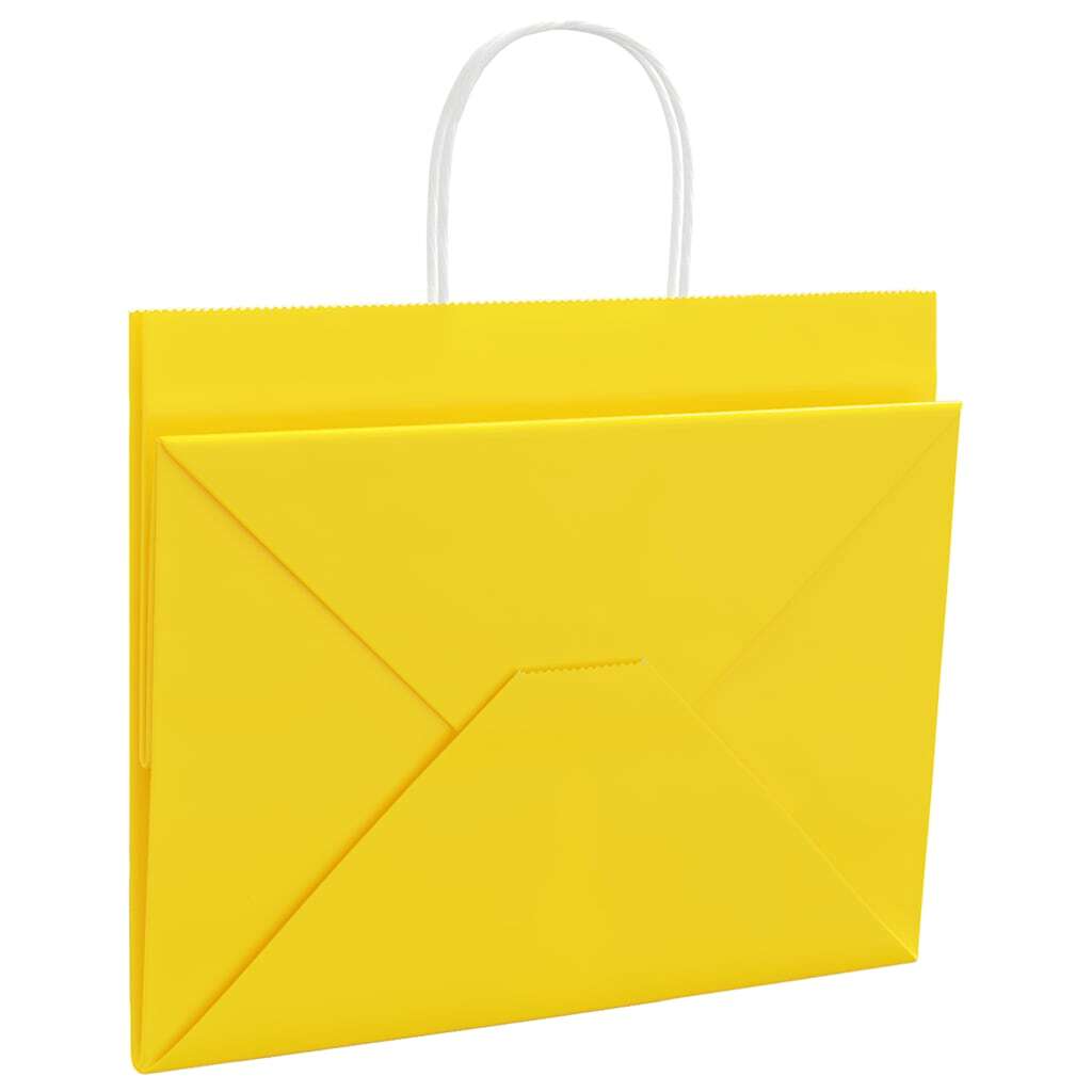 Paper Bags 50 pcs with Handles Yellow 32x22x24 cm