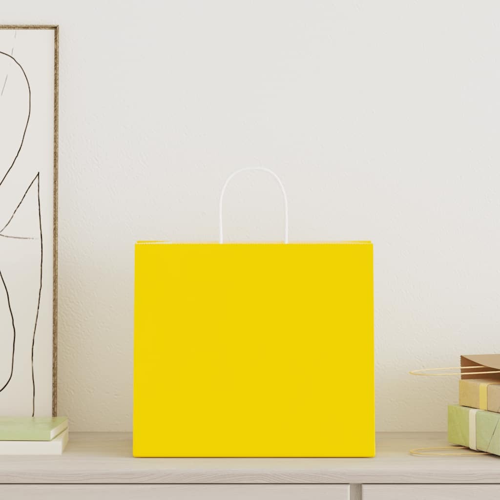 Paper Bags 50 pcs with Handles Yellow 32x22x28 cm
