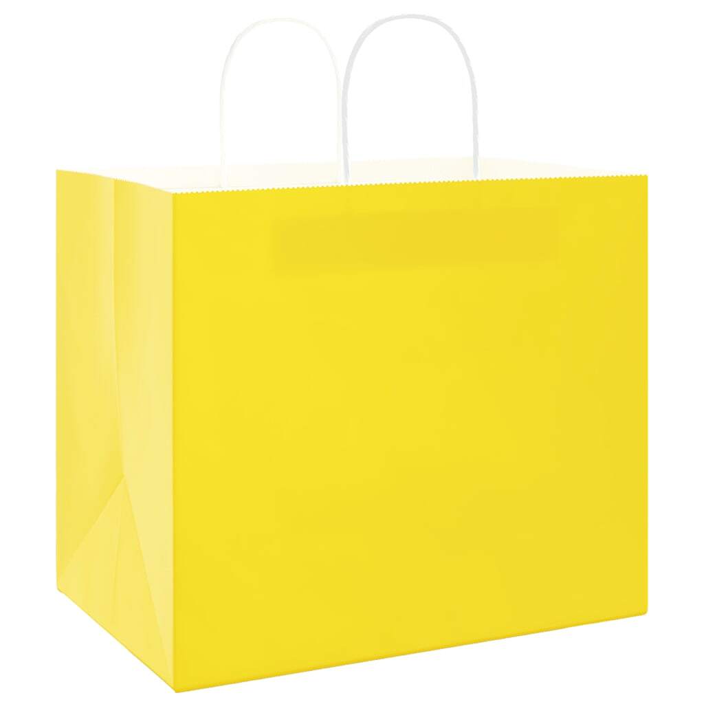 Paper Bags 50 pcs with Handles Yellow 32x22x28 cm
