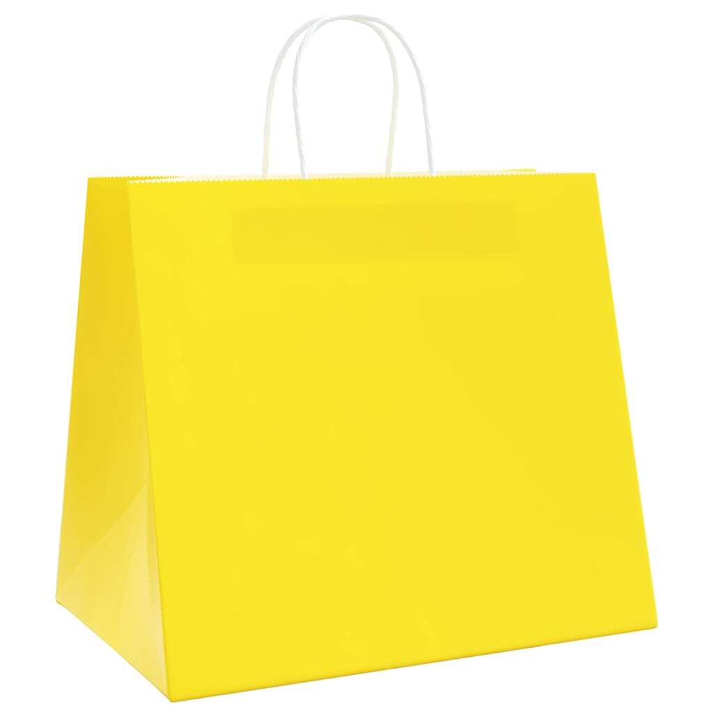Paper Bags 50 pcs with Handles Yellow 32x22x28 cm