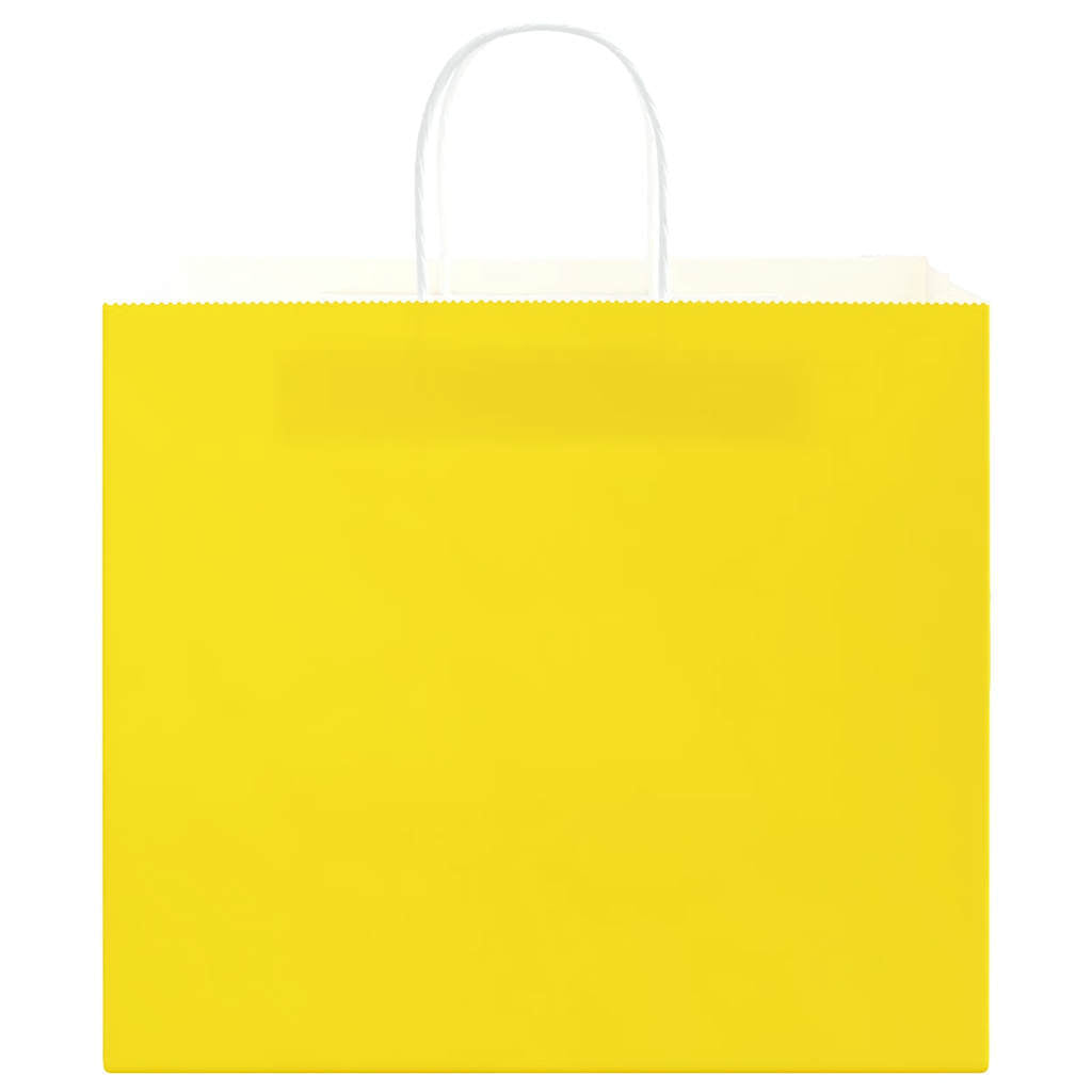 Paper Bags 50 pcs with Handles Yellow 32x22x28 cm