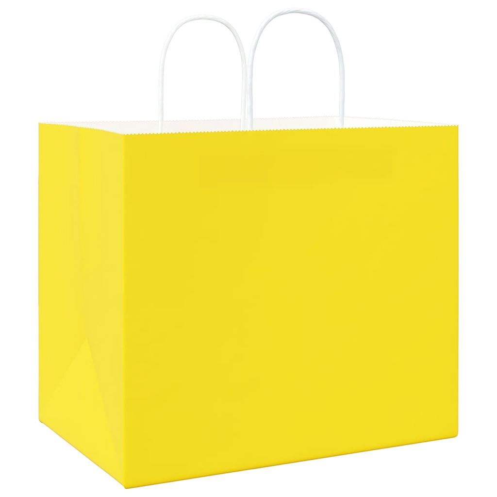 Paper Bags 50 pcs with Handles Yellow 32x22x28 cm