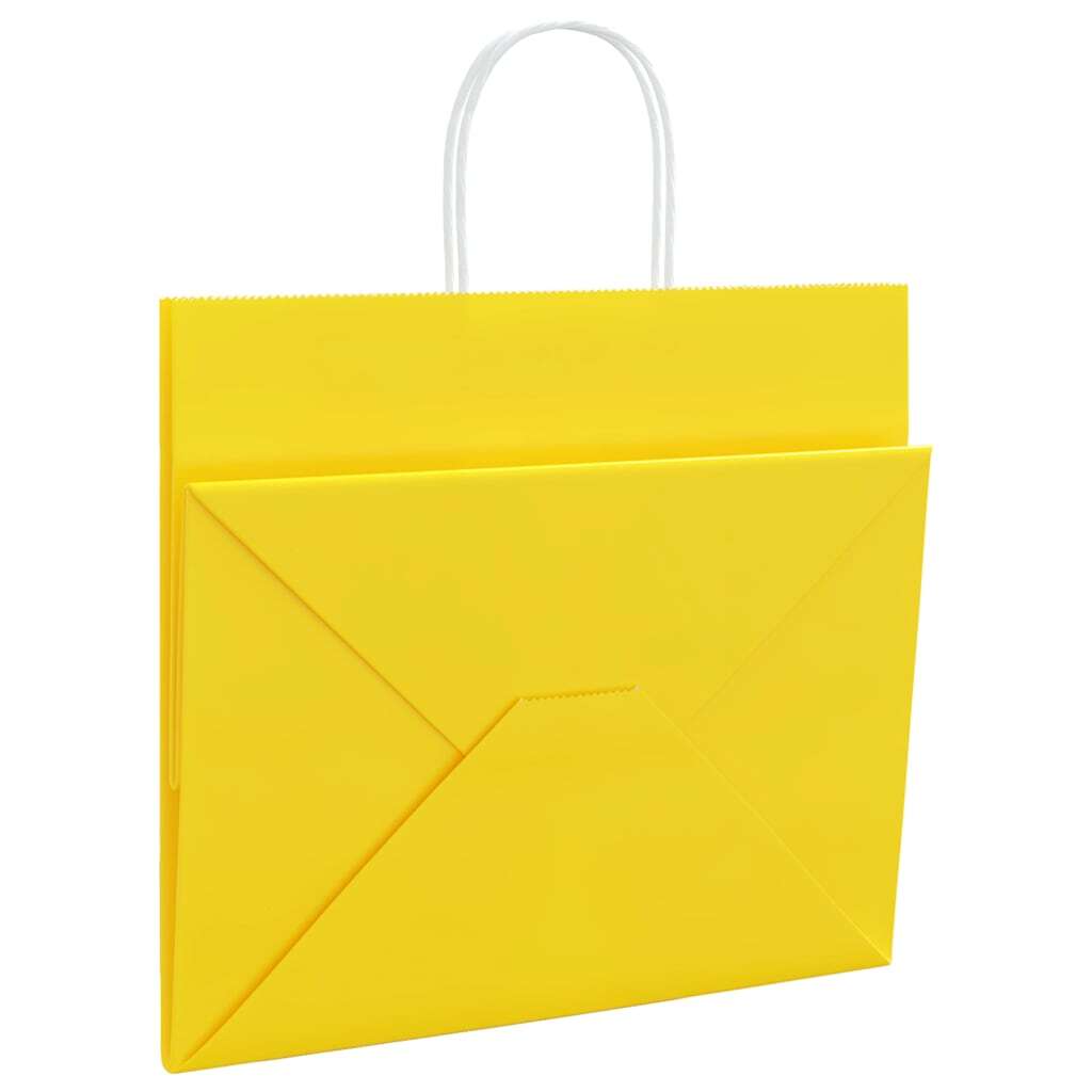 Paper Bags 50 pcs with Handles Yellow 32x22x28 cm