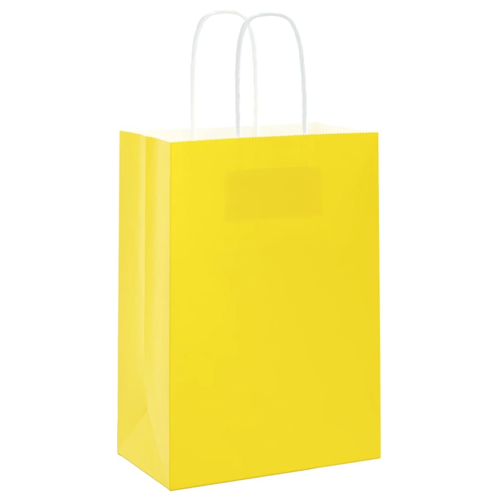 Paper Bags 250 pcs with Handles Yellow 15x8x21 cm
