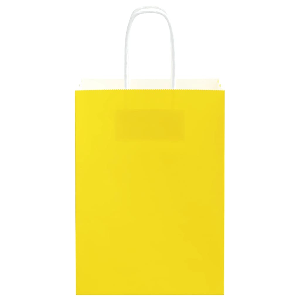 Paper Bags 250 pcs with Handles Yellow 15x8x21 cm