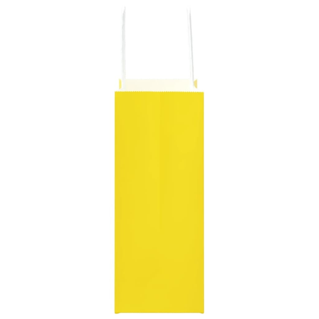 Paper Bags 250 pcs with Handles Yellow 15x8x21 cm
