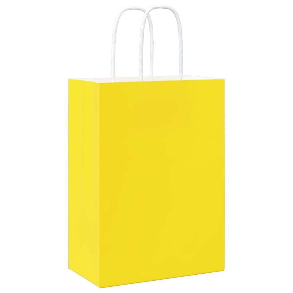 Paper Bags 250 pcs with Handles Yellow 15x8x21 cm