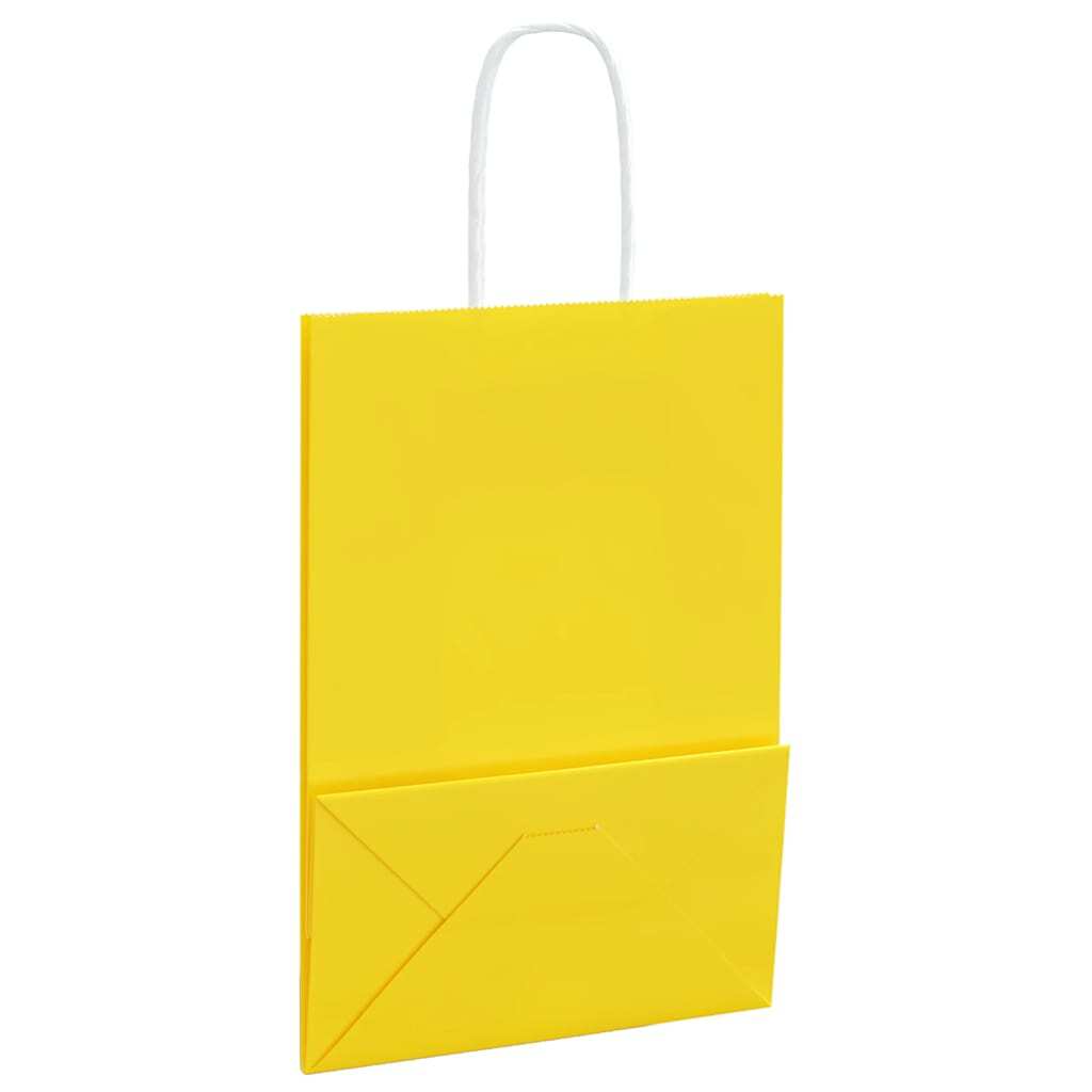 Paper Bags 250 pcs with Handles Yellow 15x8x21 cm