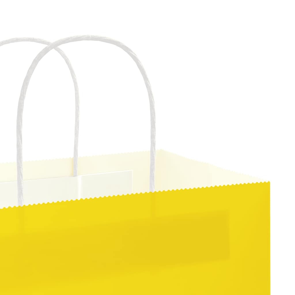 Paper Bags 250 pcs with Handles Yellow 15x8x21 cm