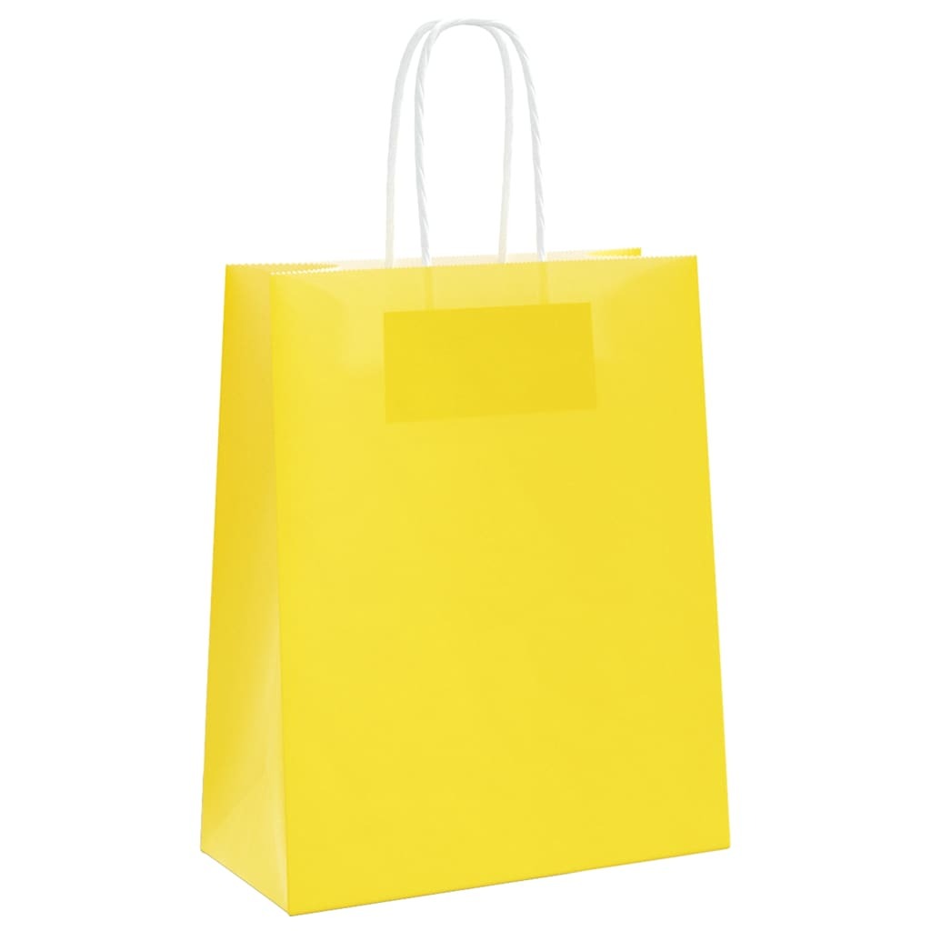 Paper Bags 250 pcs with Handles Yellow 18x8x22 cm