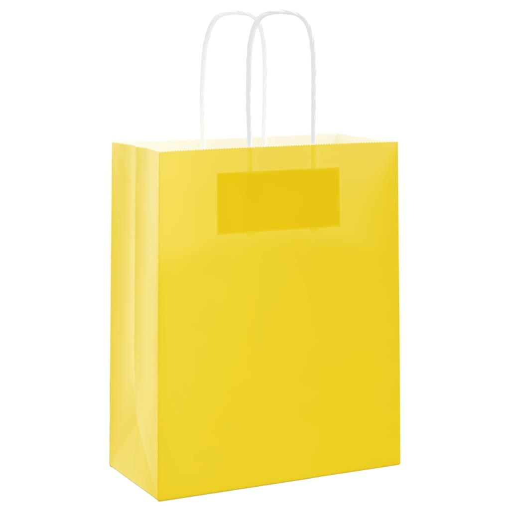 Paper Bags 250 pcs with Handles Yellow 18x8x22 cm