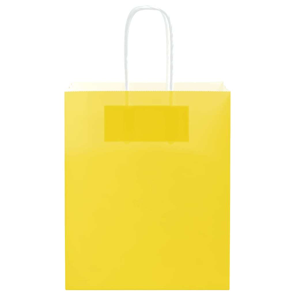 Paper Bags 250 pcs with Handles Yellow 18x8x22 cm