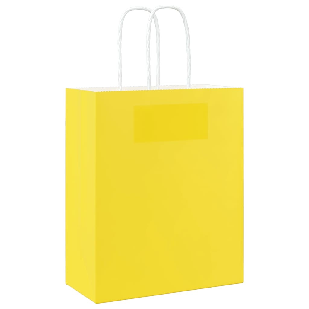Paper Bags 250 pcs with Handles Yellow 18x8x22 cm