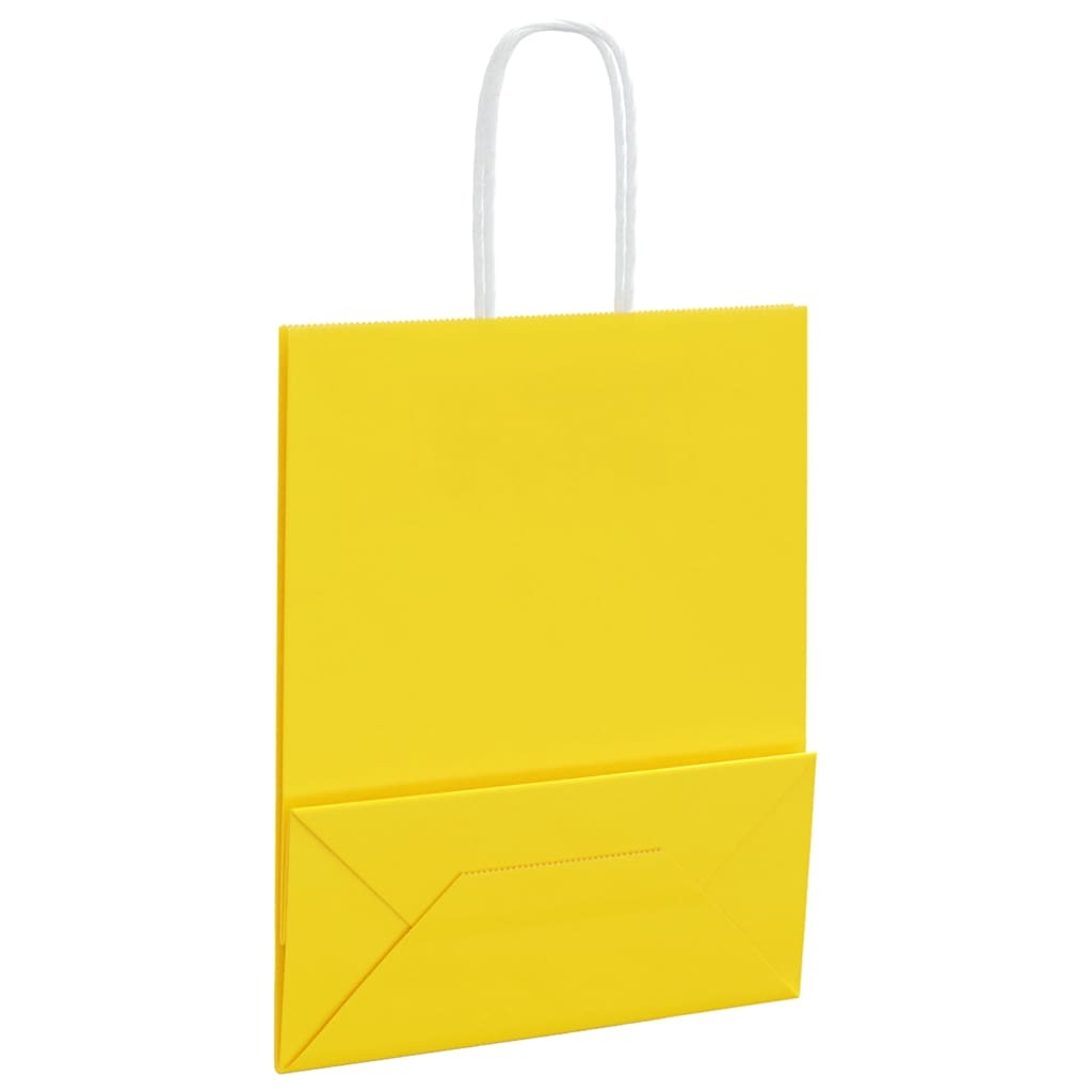 Paper Bags 250 pcs with Handles Yellow 18x8x22 cm
