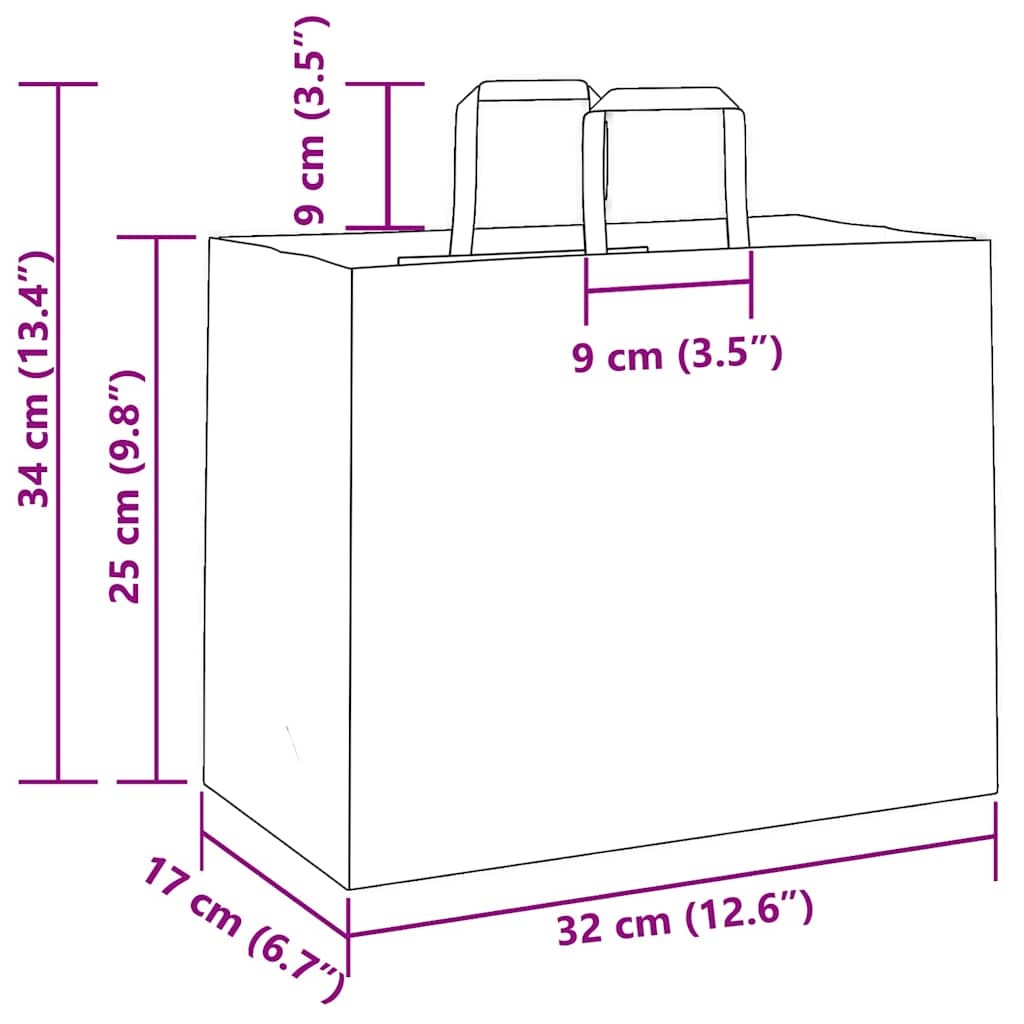 Paper Bags 50 pcs with Handles Brown 32x17x25 cm