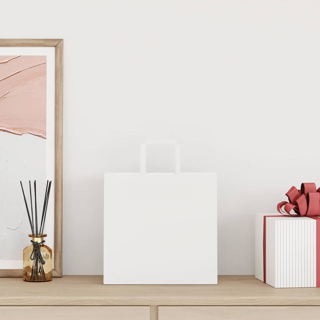 Paper Bags 50 pcs with Handles White 26x17x25 cm