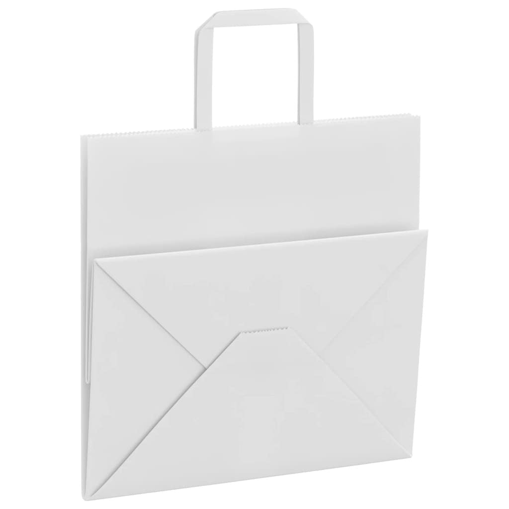 Paper Bags 50 pcs with Handles White 26x17x25 cm