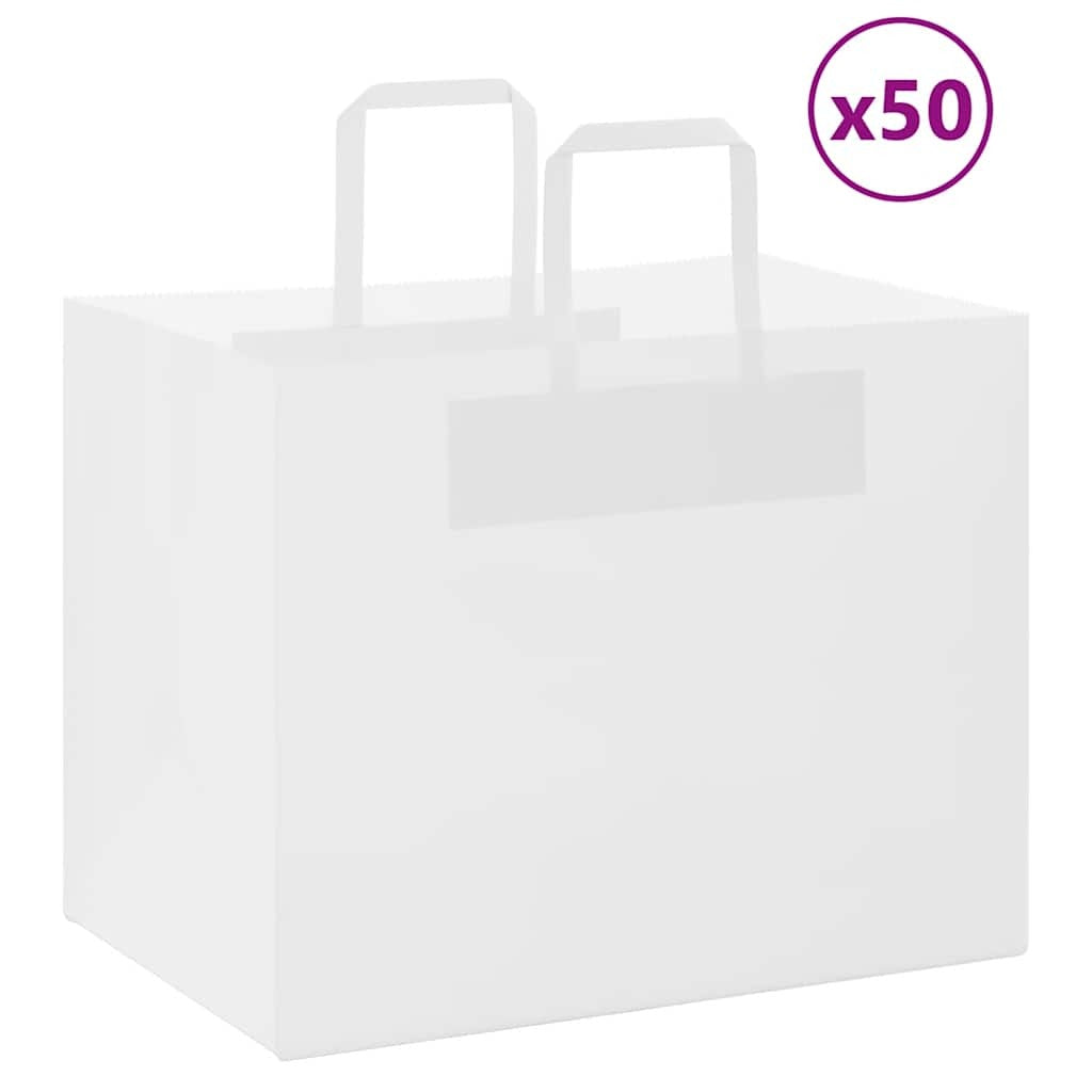 Paper Bags 50 pcs with Handles White 32x22x24 cm