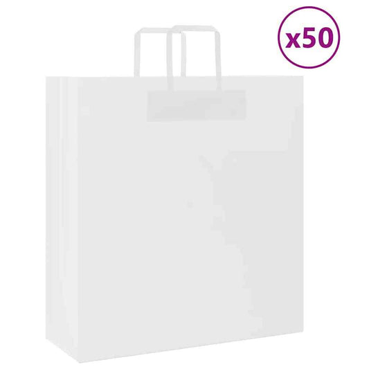 Paper Bags 50 pcs with Handles White 45x17x48 cm