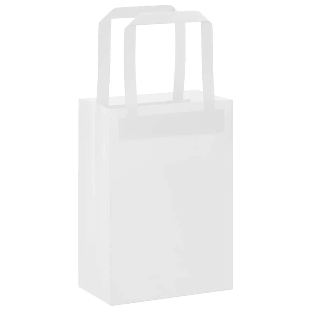 Paper Bags 250 pcs with Handles White 15x8x21 cm