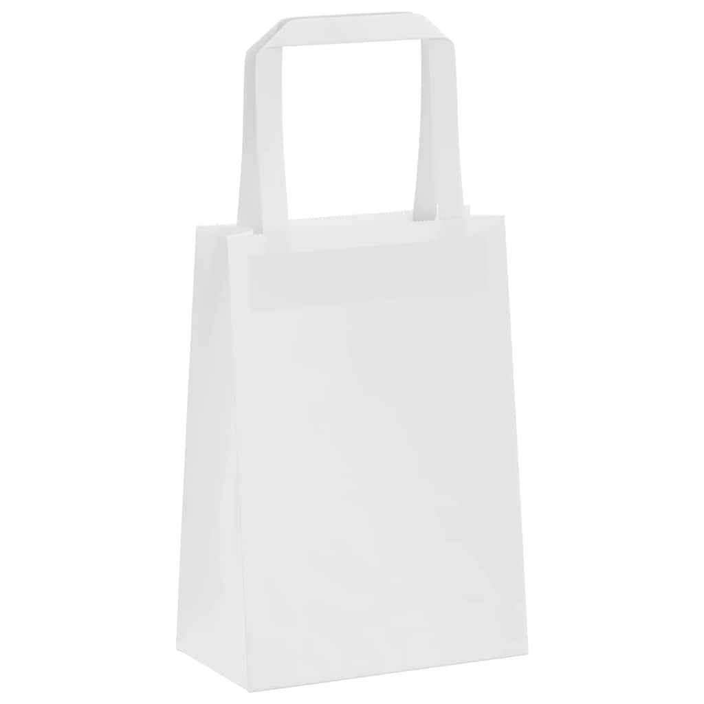 Paper Bags 250 pcs with Handles White 15x8x21 cm