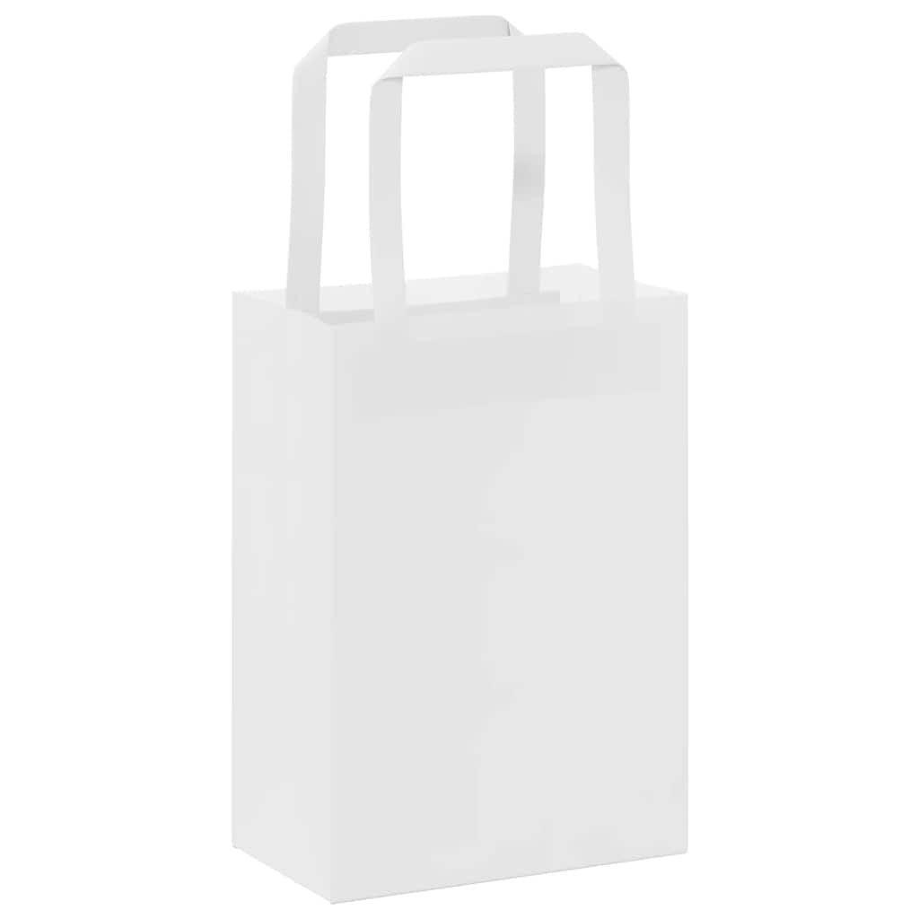 Paper Bags 250 pcs with Handles White 15x8x21 cm